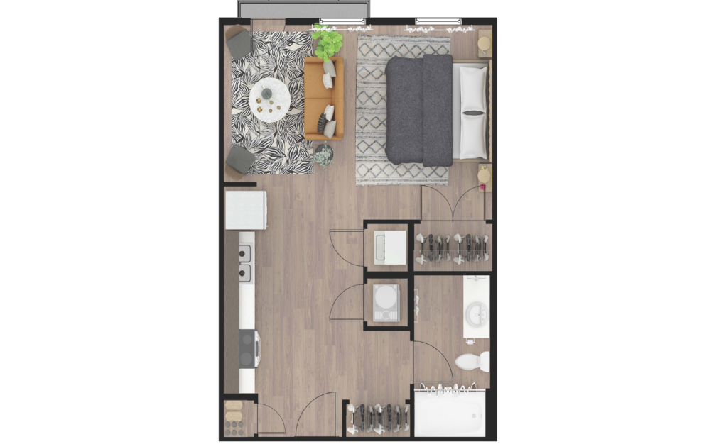 Calumet - Studio floorplan layout with 1 bathroom and 516 square feet